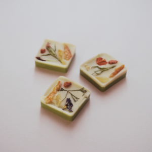 エディブルフラワーアートチョコレート【ホワイト&抹茶】(3個セット)