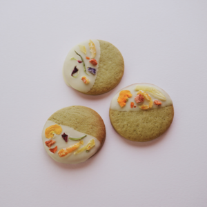 エディブルフラワー アートチョコレートクッキー 【ホワイト&抹茶】(3枚セット)